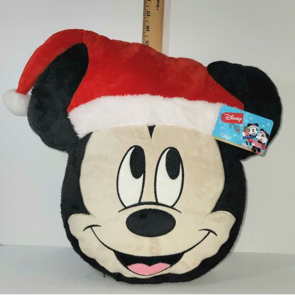 Mickey Mouse Santa Plush Pillow Disney Large Size Christmas Holiday Theme - Picture 8 of 11